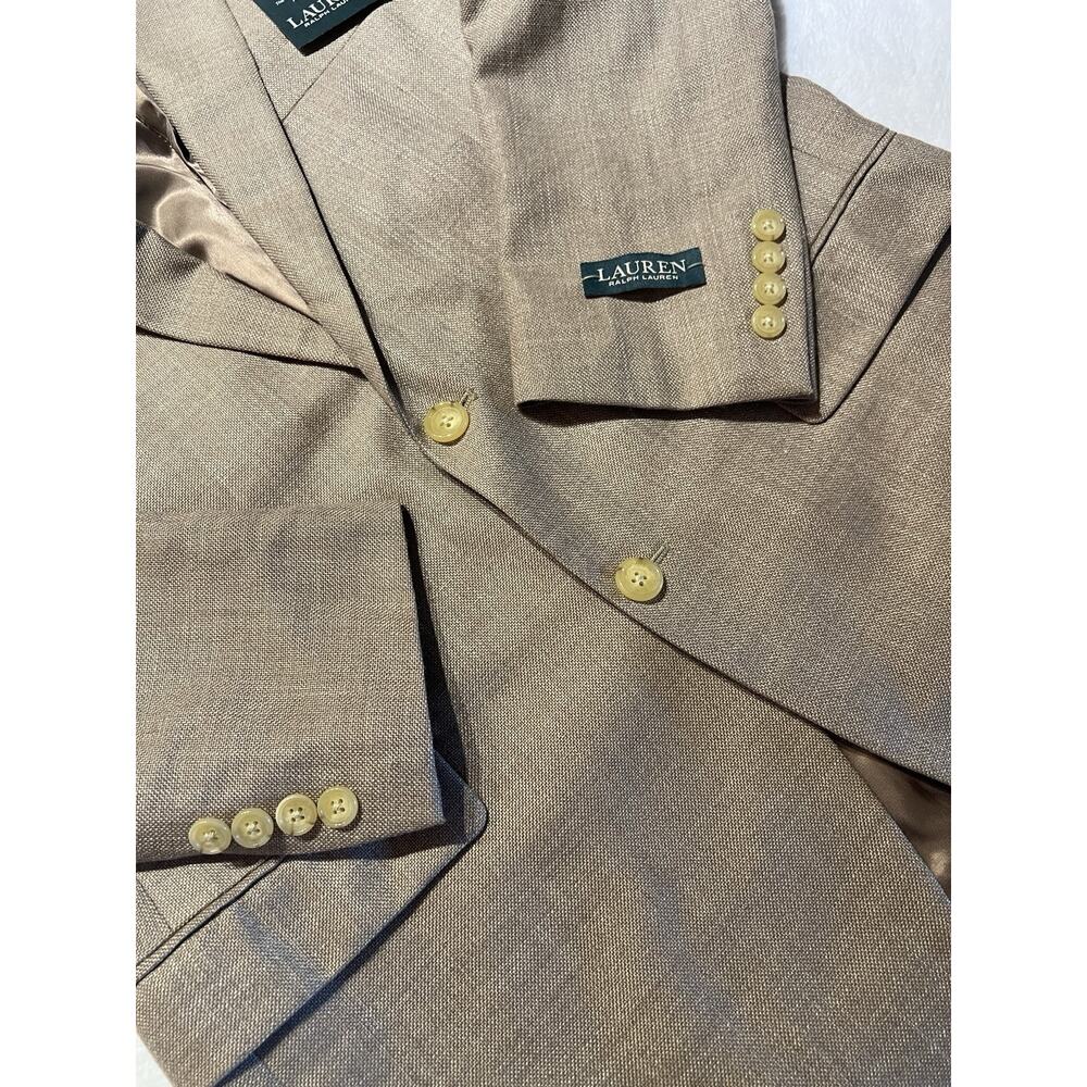 New Ralph Lauren Ultraflex 40R Golden Tan Hopsack Linen Blend Blazer Sport Coat - Picture 10 of 16